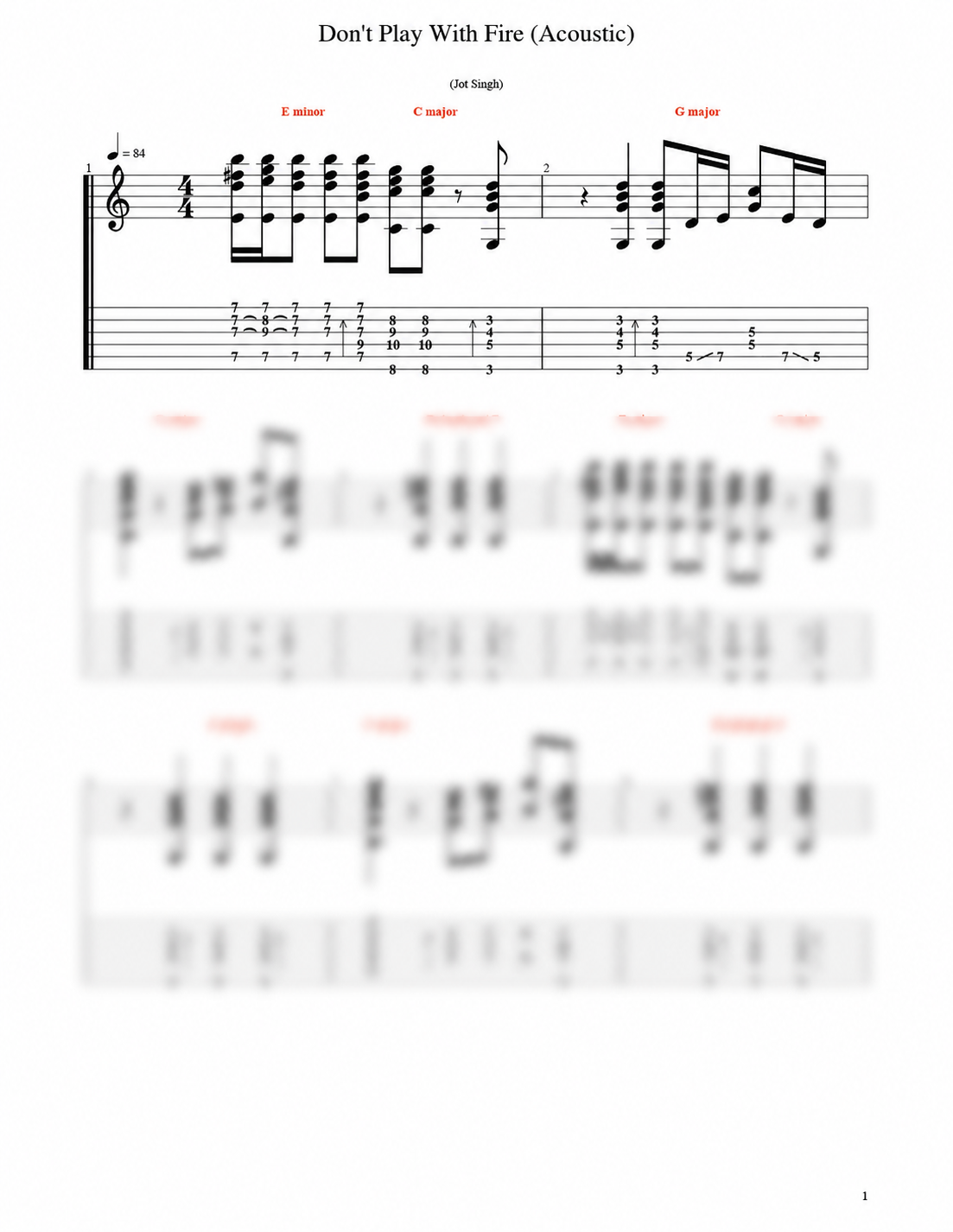 Don't Play With Fire Guitar Tabs Don't Play With Fire Guitar Tabs